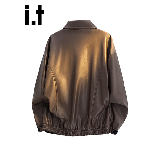 CHOCOOLATEit Maillard Motorcycle Leather Jacket Men's Winter New American Fashion Brand Loose Lapel Jacket Coffee XL