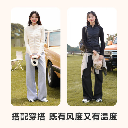 Baleno (Baleno) lightweight ribbed cotton jacket for women 2025 autumn and winter new style polar fleece slim-fitting inner stand-up collar stitching plus velvet liner jacket