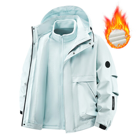 Men's and women's outdoor three-in-one jacket 2025 new windproof and waterproof autumn and winter jacket mountaineering jacket with liner black XL