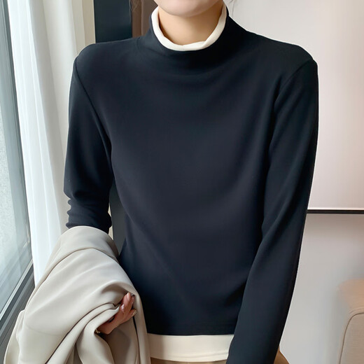 Langsha fake two-piece bottoming shirt for women in winter 2025 new German velvet warm and slim fit inner high-neck long-sleeved top