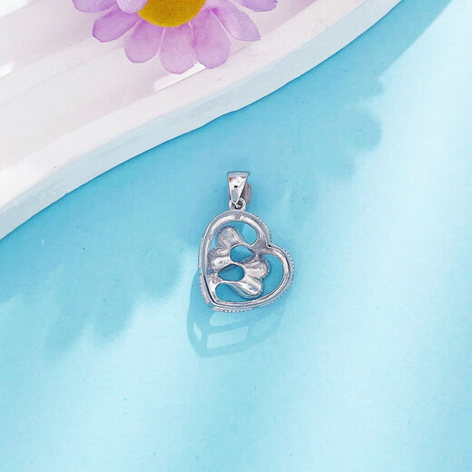 Laofu gold platinum hollow ribbon two-heart-in-one love pendant, heartbeat pendant about 2.2g