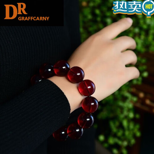 DR GRAFFCARNY7A grade amber blood amber bracelet blood amber round bead single circle bracelet for men and women amber beeswax blood amber bracelet blood amber 14MM