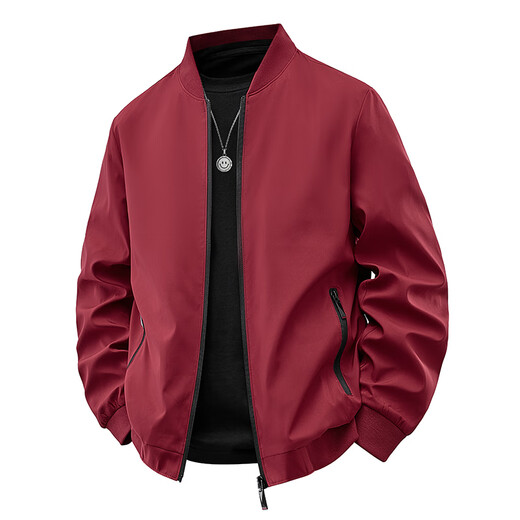 MiiOW Men's Stand Collar Jacket Autumn 2025 New Loose Casual Solid Color Windproof Baseball Jacket Workwear Top Jacket F Black 2XL