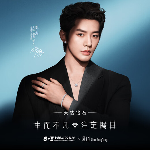 Chow Sang Sang gift, eight-pointed star diamond stud earrings, Love Diamond Pt900 Platinum Heart Compass Earrings, 93976E Diamond single 34 points/H color/VVS1 clarity