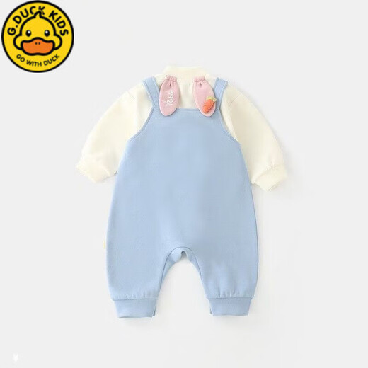 G.DUCKKIDS Little Yellow Duck Boys Overalls Autumn Cartoon New Infant Suit Children's Tops Baby Outer Wear Two-piece Set Blue Three-dimensional Rabbit Suspender Suit 80cm Recommended 8-12 Months