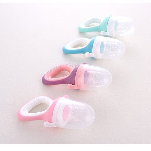 ZNMW baby bite bag, baby food supplement, fruit and vegetable, fruit-eating artifact, silicone push nipple, fruit puree, teeth grinding, bunny style + violet + medium net, random color