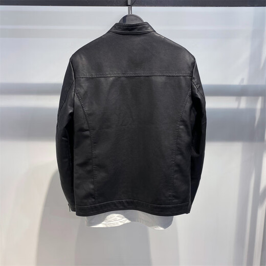 ROMON selects men's youth autumn and winter leather jackets Korean style motorcycle PU leather jackets plus velvet jackets men's trendy clothes black regular 3XL 160-170Jin Jin is equal to 0.5 kg