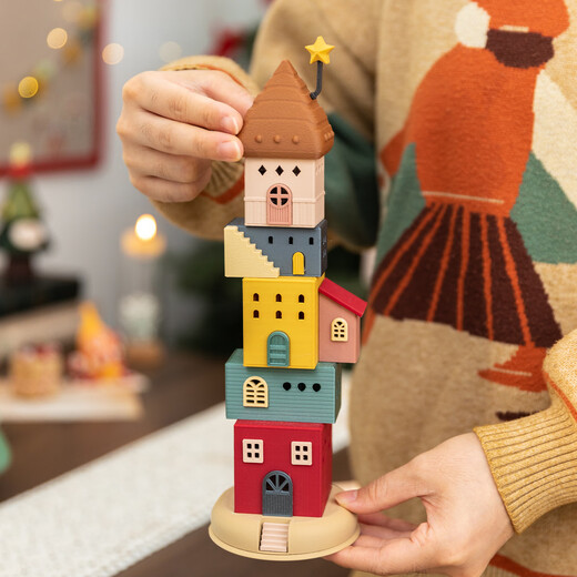 A Ying Home Decoration AYING Cartoon Landscaping House Work Station Entrance Cabinet Desk Children's Room Toys Small Ornaments Luminous Christmas Gifts Star Reaching Building