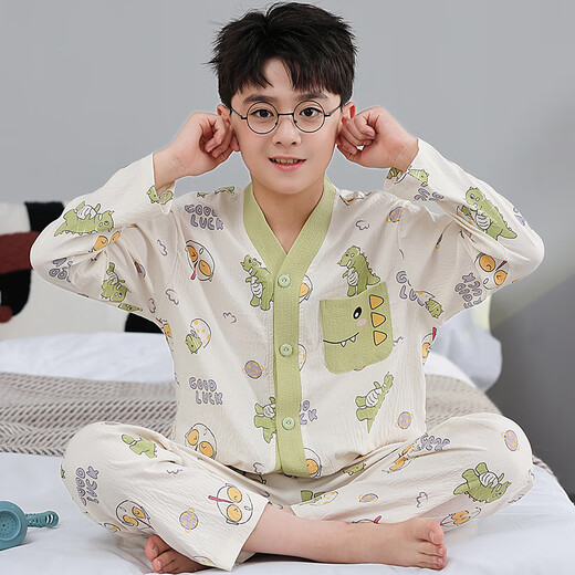 2025 new children's pajamas for boys spring and autumn long sleeve thin cloud cotton boys and girls home clothes casual suit MZ-1416# 185 size 20