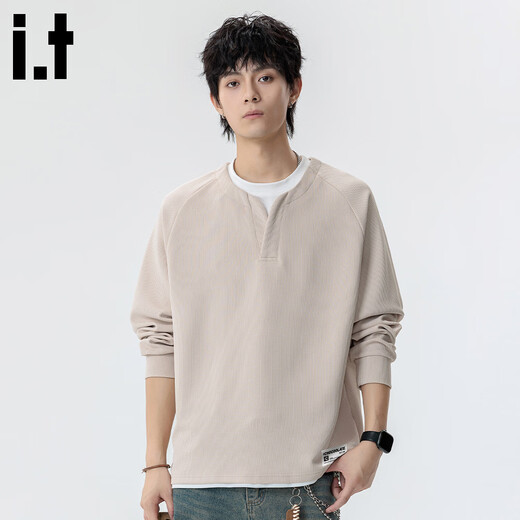 CHOCOOLATE it2025 Autumn Henry Collar Sweatshirt Men's Loose Casual Pullover Black M Recommended 110Jin Jin is equal to 0.5kg -125Jin Jin is equal to 0.5kg