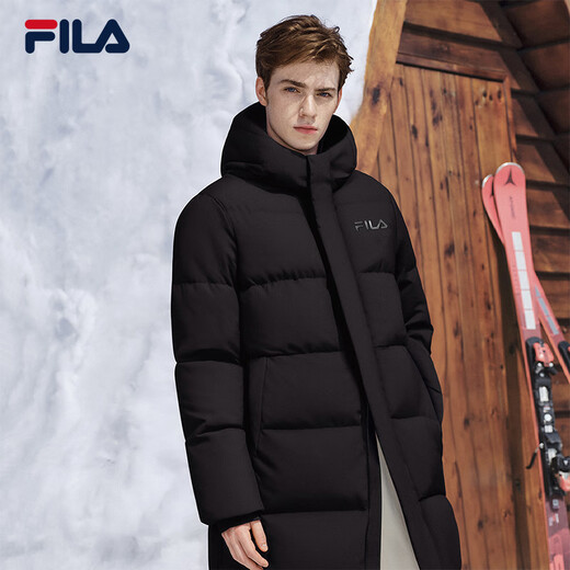 FILA Official RGB Down Men's and Women's Long Down Jacket 2025 Winter Couple's Hooded Cold Warm Jacket