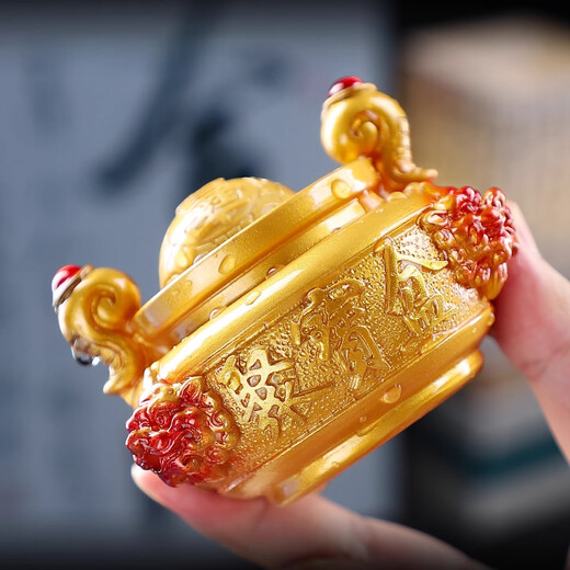 Xixi Taitai cornucopia changes color when exposed to water, tea pet ornaments, home living room, office tea table, tea play, kung fu tea set accessories, decoration cornucopia + base