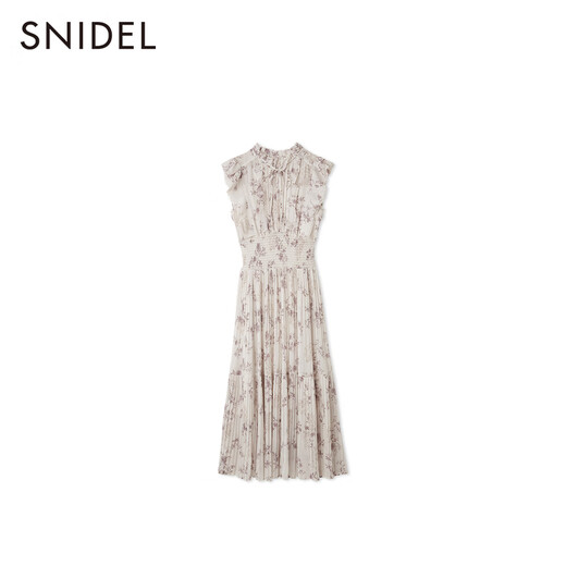 
SNIDEL2025 autumn and winter new product elegant ruffled small flying sleeve printed tea break dress SWFO254139 Ivory white M (1)
