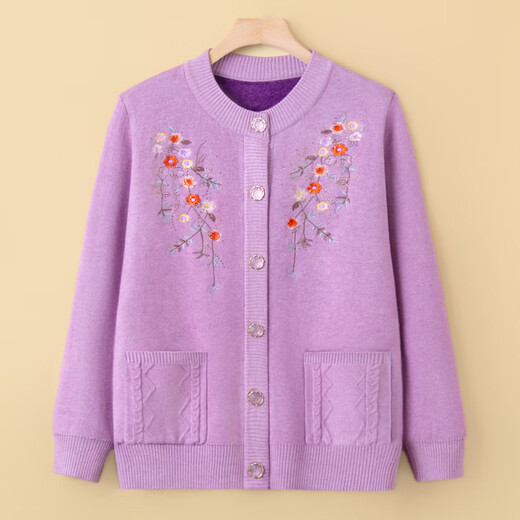 Ink puppet warm clothes and sweaters for middle-aged and elderly women, grandma's autumn and winter thick velvet coat, foreign style mother's wear, versatile knitted cardigan