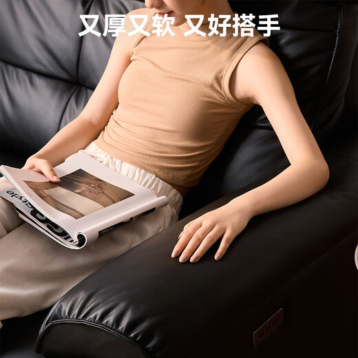 Jingdong Tokyo-made large black bear semi-green leather electric functional sofa leather living room 2025 new double electric 2.8m