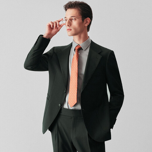 By Creations Light Business Purple Wool Suit Men's High-end Professional Formal Wear Groom's Dress Wedding Suit Dark Green 48