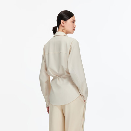 VEROMODA shirt 2025 winter new style detachable waist rope high-quality tops vertical cut version surface texture 325405012 Eiger white M