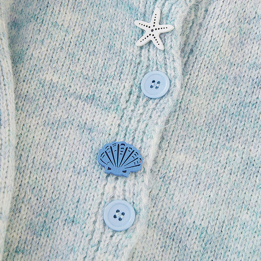 She pool beaded sweater 2025 autumn new women's sweet style design button round neck top