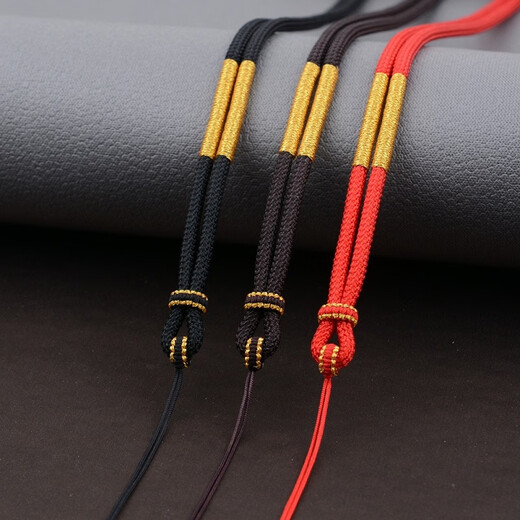 Fannitu high-end hand-woven pendant lanyard hanging neck necklace rope men and women Pixiu jade pendant Buddha pendant rope black adjustable - about 3mm thick