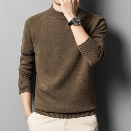 XJSGS luxury international brand men's high-end wool sweater 100% pure wool autumn and winter round neck knitted sweater men's inner wear high-end cirrus ready stock XL /115 recommended 135-155 Jin Jin equals 0.5 kg