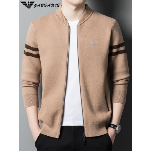 FALAMONE 2025 Men's Wool Knitted Cardigan Jacket Fashion Casual Trend Men's Outerwear Zip Jacket Sweater ANG/22832 Black M 165 Recommended weight 90-115 Jin Jin equals 0.5 kg