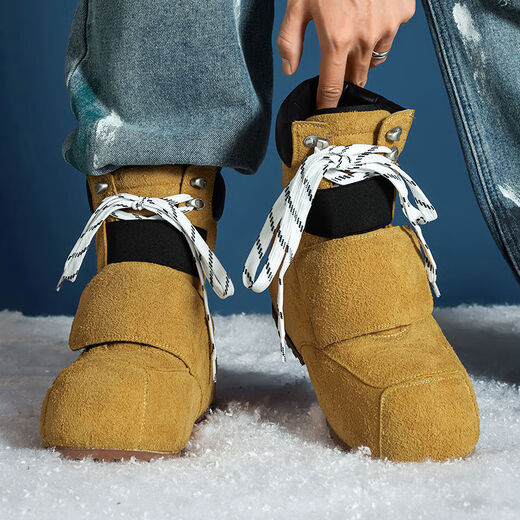 Snow boots 2025 winter thick-soled versatile Martin boots for men and women couples shoes thickened cold-proof and warm ski boots yellow 36 36