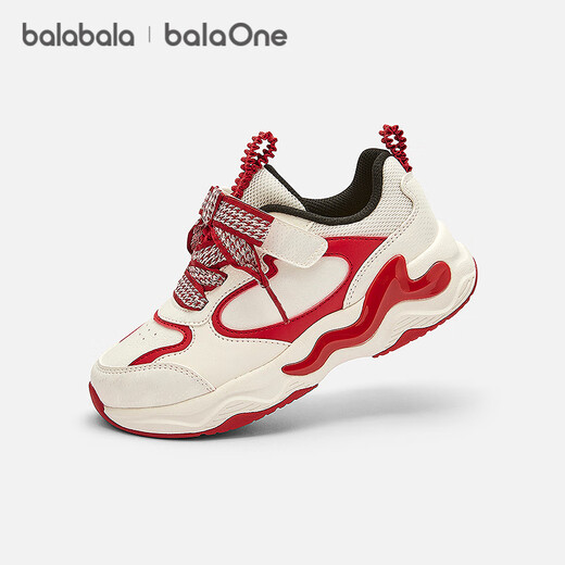 Balabala children's shoes girls' sports shoes 2026 spring and autumn new baby shoes breathable running shoes new year red sweet non-slip