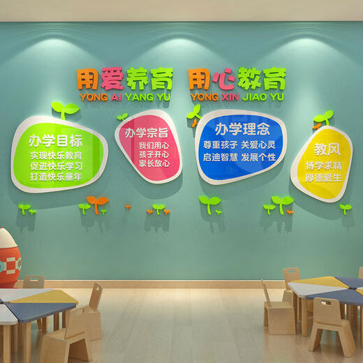 
Hualeji high-end kindergarten wall decoration environment creation materials theme finished cultural layout background image walk 15690 heart education-picture color 5mmlk board medium