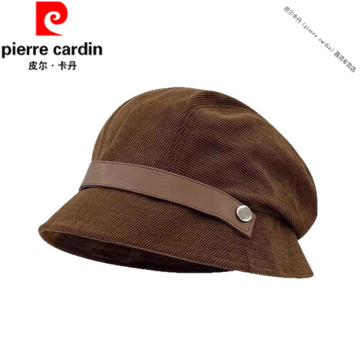 Pierre Cardin French imported quality corduroy fisherman hat for women 2025 new autumn and winter versatile beret for cycling to show temperament red M (56-58cm)
