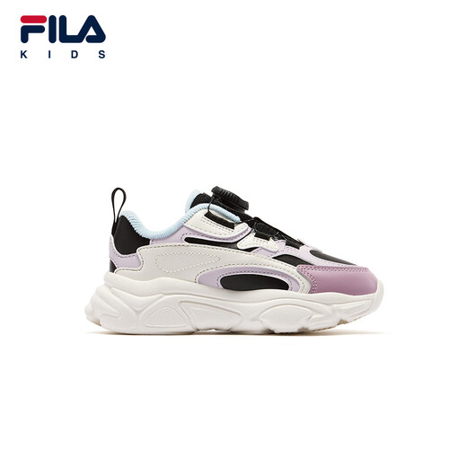 FILA斐乐儿童童鞋跑步鞋2025年冬季新款男女小童加绒保暖复古鞋 黑/冰兰花粉-BS 32