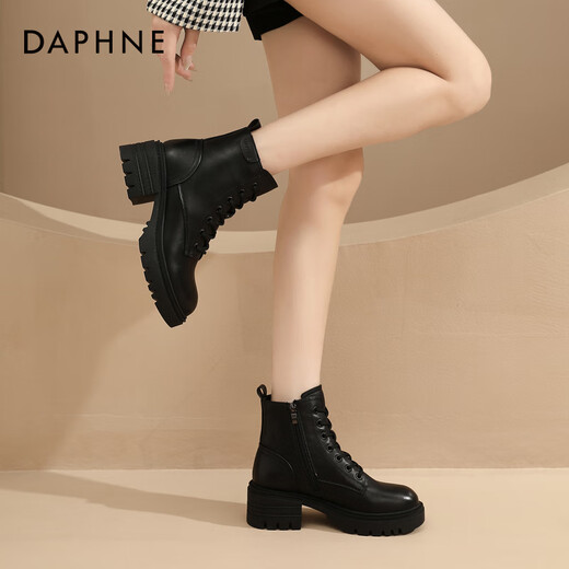 Daphne Martin boots women's new breathable short boots British style thick sole heightening versatile boots black 37