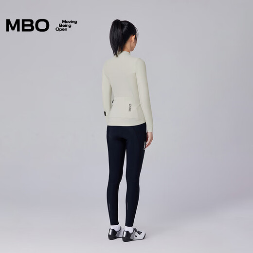 MBO New Color LightWarm Women's Autumn and Winter Light and Warm All-Match Fleece Cycling Jersey C171 Moon White M