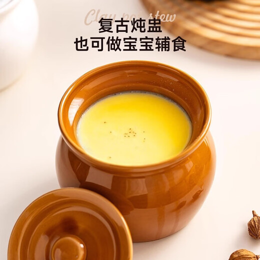 Earthen pot stew pot with water-proof red bird soup, steamed egg stew pot with lid, Chinese style Shaxian snack ceramic stew pot, green stew pot, one pack 500ml