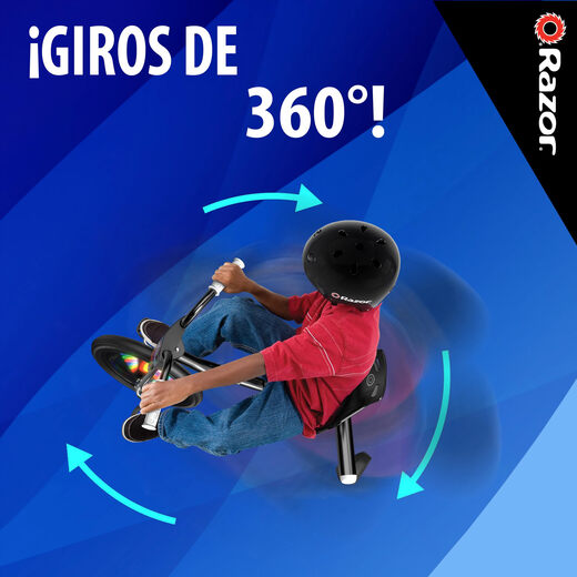 Razor RipRider 360 Trike Rear Wheel Light 3 Wheel Drift 5 Years+ Black