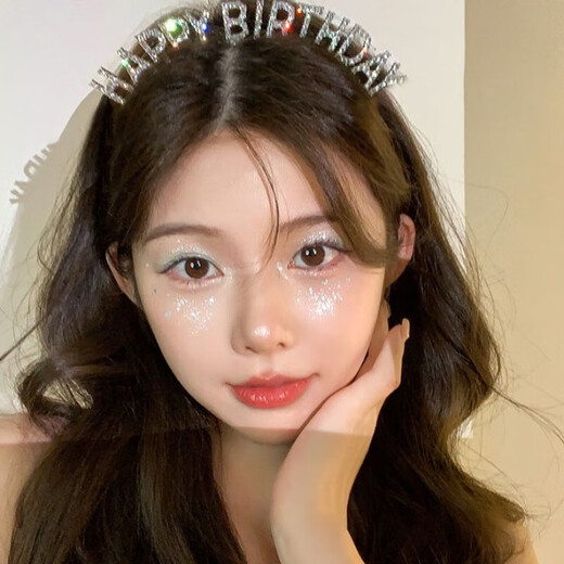 Happy Birthday Headband Goddess Crown Atmosphere Headband Dress Up Korean Hairpin Hair Accessories Silver Happy Birthday