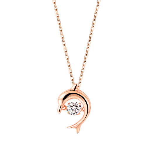 Promise of Love Dolphin Love 18K Color Gold Necklace Women's Rose Gold Jewelry Chinese Valentine's Day Birthday Gift for Girlfriend