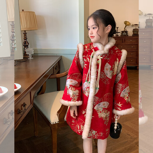 Gardenia's Growth Chronicles Gardenia's Growth Chronicles Children's Clothes Girls Chinese Style Red Velvet New Year's Dress Children's New Year Clothes New Year's Eve Clothes Red Velvet 130