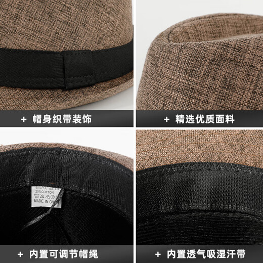 SOMUBAY middle-aged and elderly men's jazz hat dad hat autumn and winter grandpa old man spring and autumn British retro short-brimmed gentleman hat black four seasons M (56-58cm)