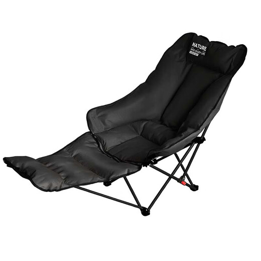 Gosoo recliner folding chair nap chair plus cotton and thickened moon chair reclining and sleeping camping chair office nap chair black