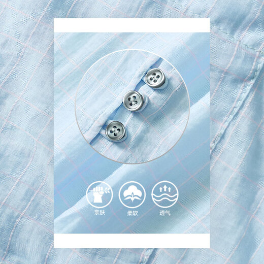 Fairy's Pocket Lightweight Sunscreen Two-piece Set 2025 Summer New Casual Commuting Slim Shirt Shorts Set Refreshing Blue S