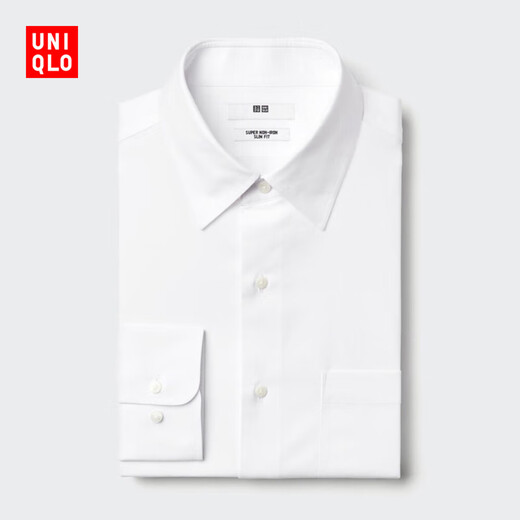 Uniqlo Men's High Performance Slim Wrinkle-Resistant Shirt/Long Sleeve Shirt Business Commuting 477998 475906 477998/00 White L