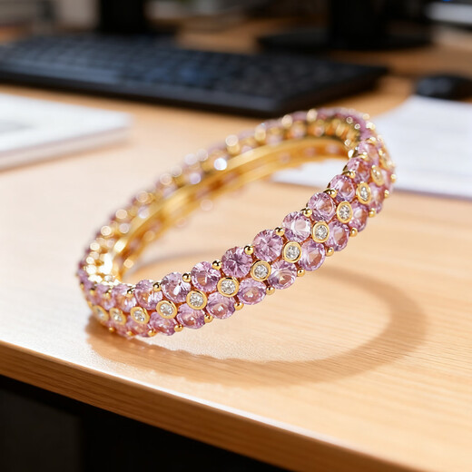 Personal jewelry 2.4 carat pink sapphire row ring 18K gold diamond fashion natural colored gemstone ring customized 18K gold pure pink sapphire ring size can be customized