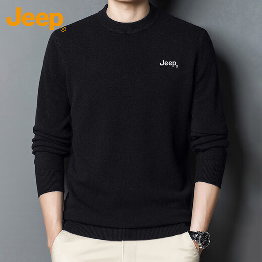 JEEP Jeep Sweater Men's Winter Round Neck Warm Bottoming Shirt Men's Trendy Versatile Clothes Men's Dark Gray L