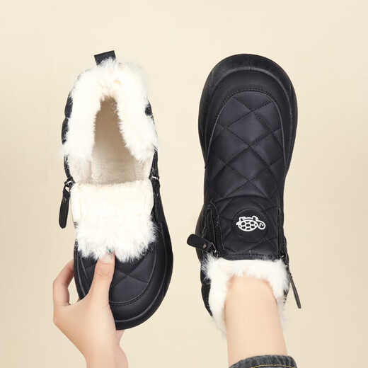 Belle's fur-in-one snow boots for women, winter velvet high-top cotton shoes, junior high school students' warm boots, beige, upgraded version 38