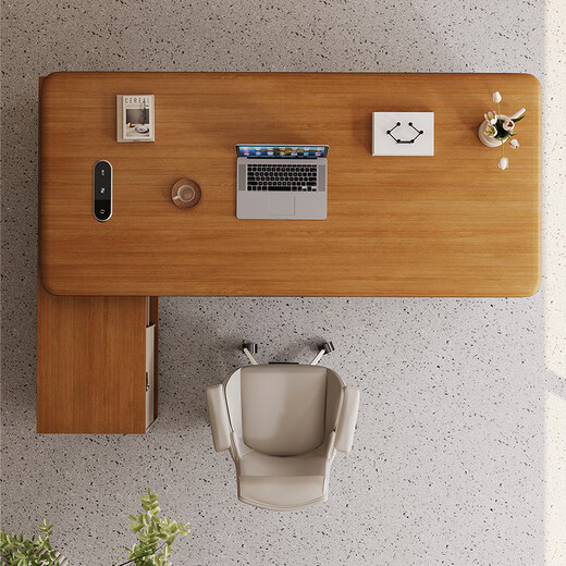 Shuxuan (SHUXUAN) E0 level environmentally friendly light luxury office desk boss table and chair combination simple modern financial table president desk manager table 2.0m boss table + 2.0m bookcase with multi-function cord box cover