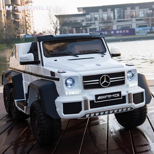 MOONCHILD Mercedes Benz Big G children's electric car double parent-child off-road baby remote control car child gift for girls birthday gift white high configuration