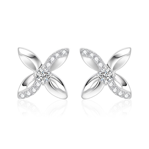Mankaron platinum earrings 2025 new flower star eyes PT950 earrings for women, moissanite inlaid sparkling gift for girlfriend, flower star eyes, total weight 1.65g, main stone about 0.1ct