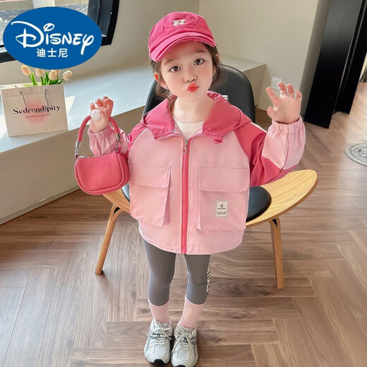 迪士尼女童秋季外套2025新款洋气儿童春秋款小恐龙连帽上衣女宝秋装衣服 绿色 110cm