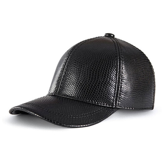 Kangaroo leather baseball cap for men and women, fashionable autumn and winter top layer cowhide snake pattern peaked cap for youth and trendy people, Haining New Black Adjustable