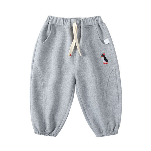 嘟嘟家宝宝休闲裤春秋儿童束脚裤童装运动裤春装男童时尚长裤女童裤子潮 麻灰色 90